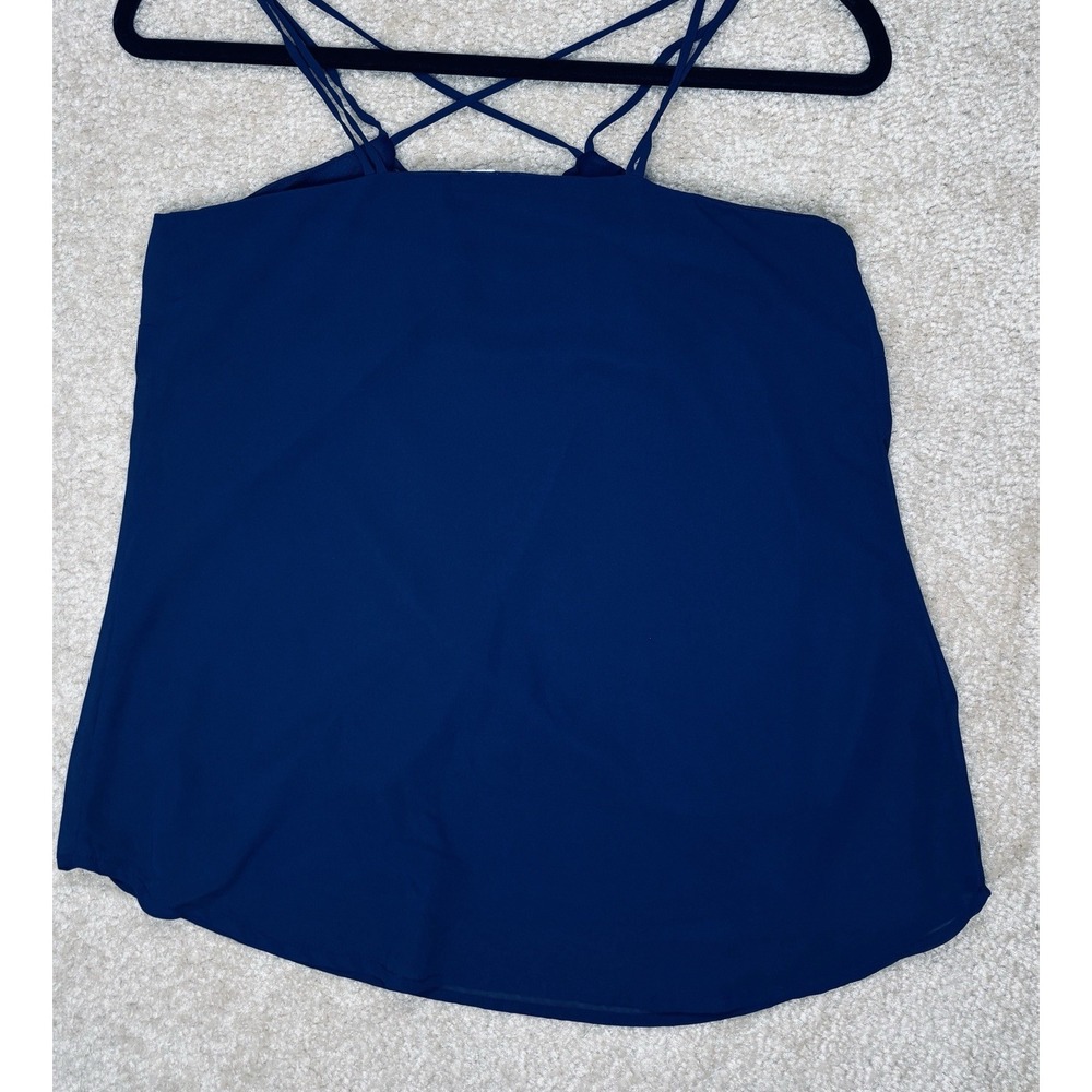 Japna Women's Blue Chiffon V-Neck Strappy Cami Tank Top Polyester Size S